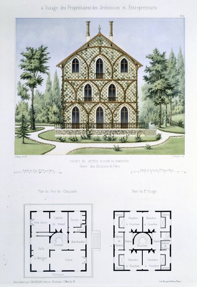 Project for a Small Country House near Paris, Engraved by Walter, Plate 9 from 